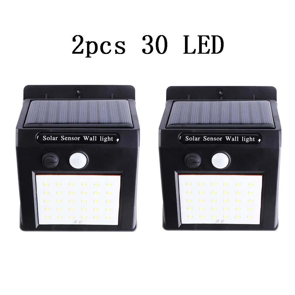 2pcs 30 LED 40 светодиодный светильник на солнечной батарее, датчик человеческого тела, 4 шт., Солнечный настенный светильник, открытый водонепроницаемый энергосберегающий Ландшафтный садовый светильник - Испускаемый цвет: 2pcs 30 LED