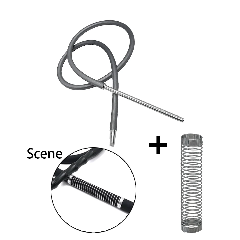 Gray with Scene 1.8 м кальян шланг с 260 мм Алюминий вынос руля/1.5 м силиконовый шланг кальяна кальян шланг всего 1.8 М длинные FDA силиконовые - Цвет: Gray with Scene
