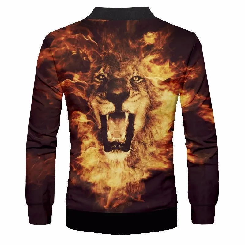 Куртка мужская весенне-осенняя с воротником-стойкой и 3d принтом | Мужская одежда