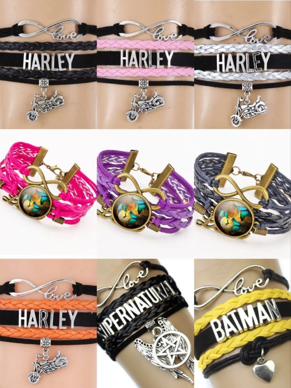 1 шт. бесконечно ручная работа браслет мотоциклетные Очарование Воск шнур модные