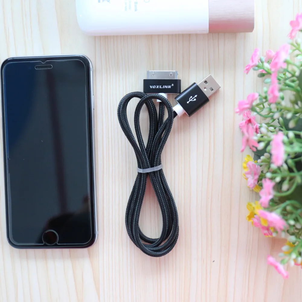 VOXLINK 1 м, 2 м, 3 м, нейлоновая оплетка, провод, 30 pin, металлический штекер, USB кабель для синхронизации данных, зарядное устройство для iphone 4, 4S, 3GS, iPad 1, 2, 3