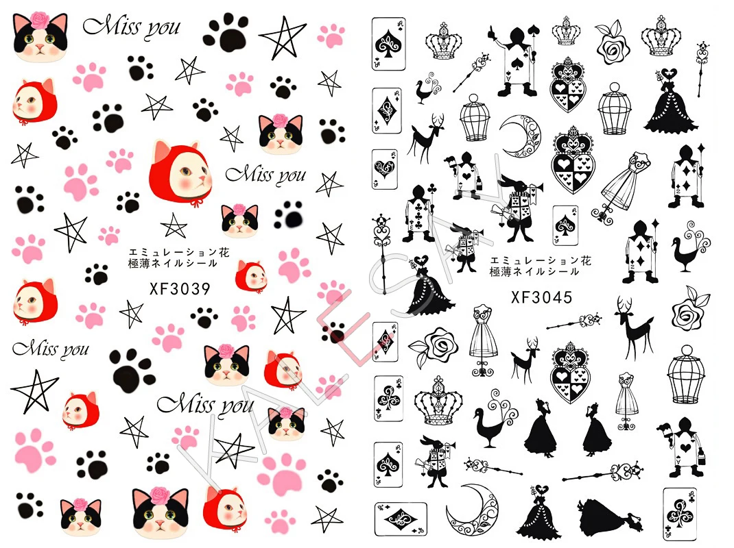 Стикеры 3D на ногти Nail Art маникюрный дизайн Кот из японского мультфильма наклейки для ногтей задний клей 3D переводные наклейки декоративные накладки для ногтей