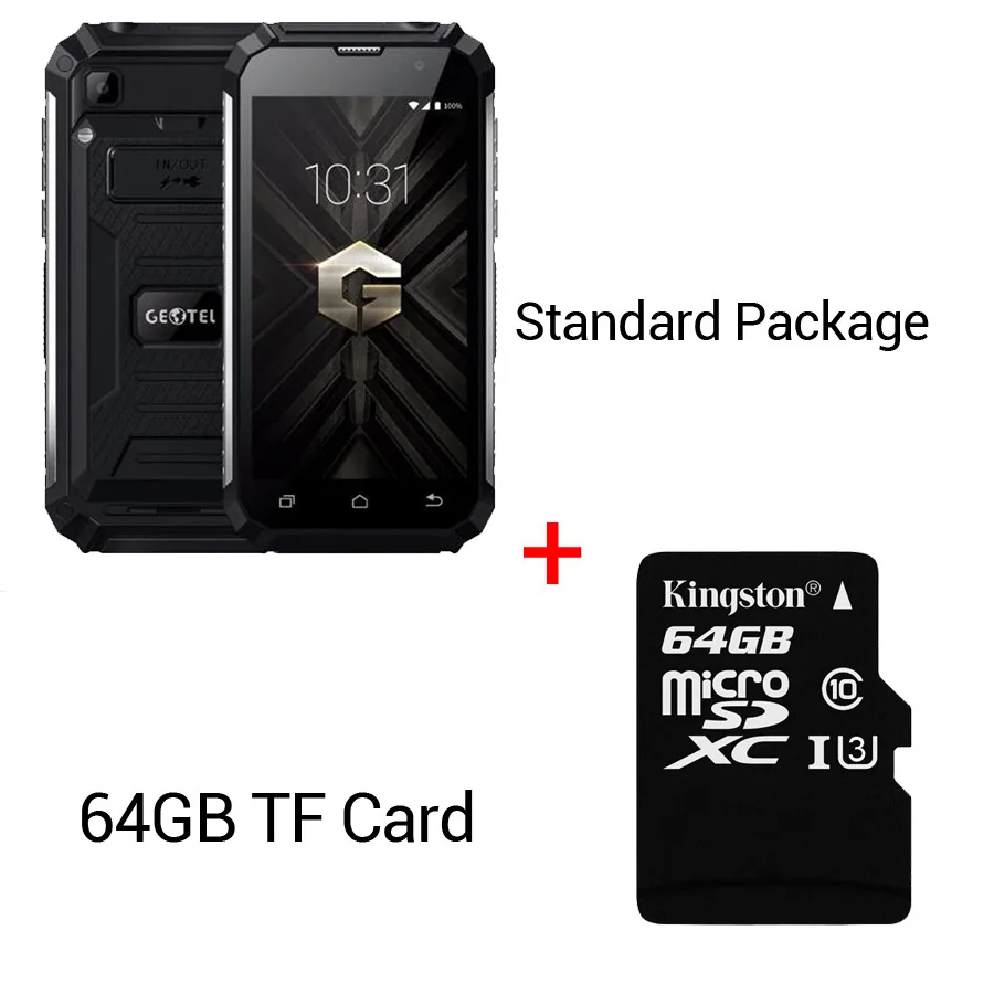 Black N 64GB Card Мобильный телефон Geotel G1 3g WCDMA 7500 мАч MT6580A 2 Гб ОЗУ 16 Гб ПЗУ Android 7,0 четырехъядерный 5," 1280*720 МП gps - Цвет: Black N 64GB Card