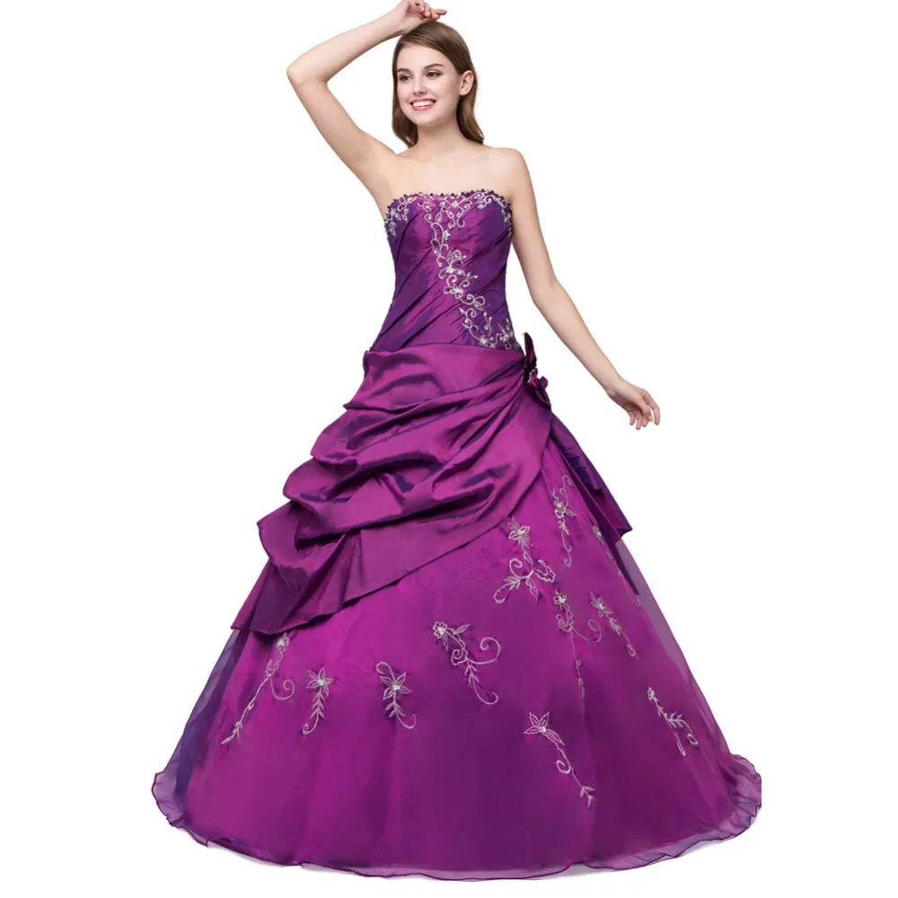 Ruthshen Vestidos De 15 Anos без бретелек фиолетовые плиссированные дешевые платья Quinceanera