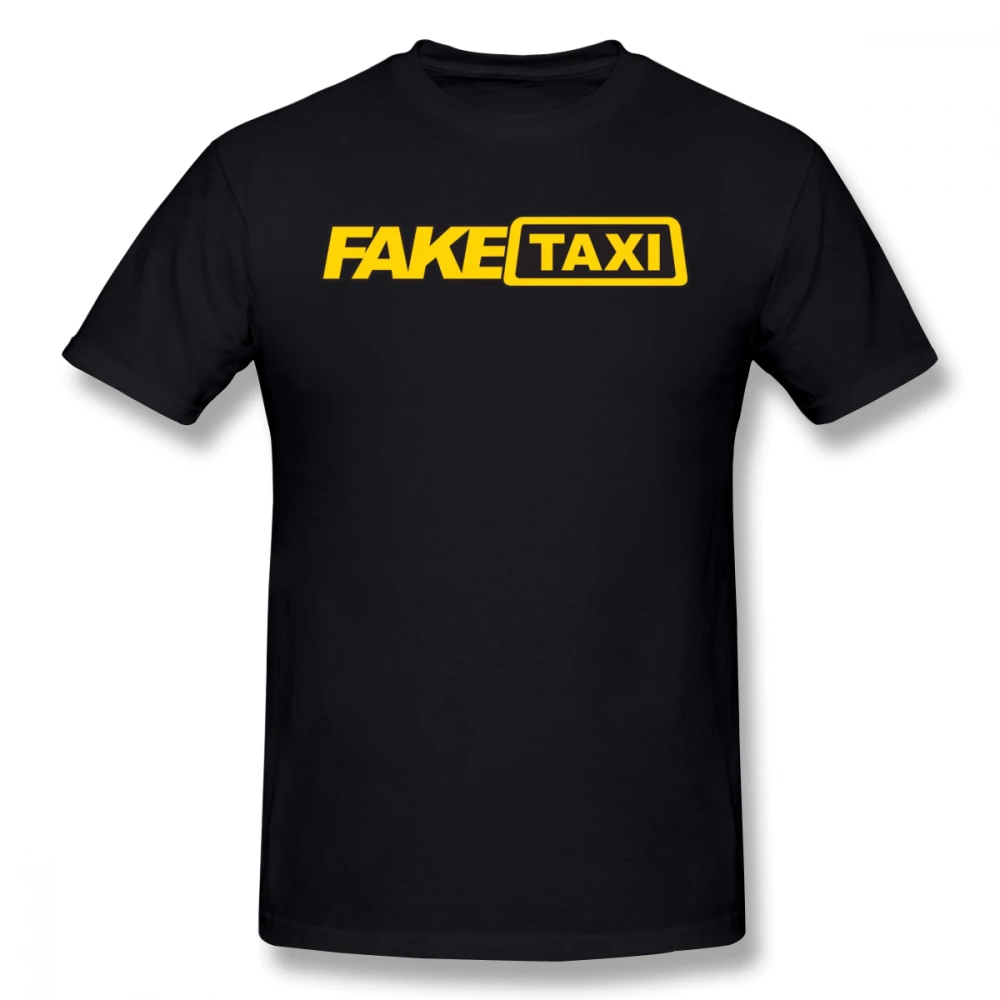 Fake Taxi, Мужская футболка с буквенным принтом, летняя забавная футболка, Мужская футболка с коротким рукавом, больше размера d, Большие футболки размера плюс - Цвет: Black