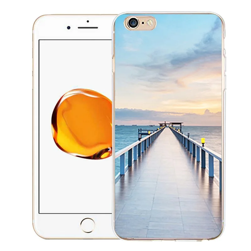 QMSWEI TPU прозрачный телефон чехол для iPhone 6G 6s 7 8 plus x мягкий мост кошка небо море CuteCover