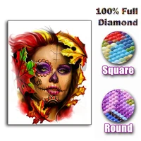 full squareround drill 5d diy diamond painting skull girl 3d embroidery cross stitch mosaic home decor gift