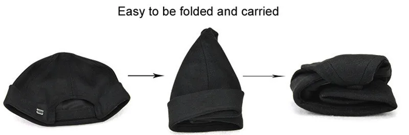 Fashion Fisherman Beanie Men Women Miki Hat Solid Cotton Hat Autumn Spring Winter Turn Up Retro Sailorcap Brimless Gray Black