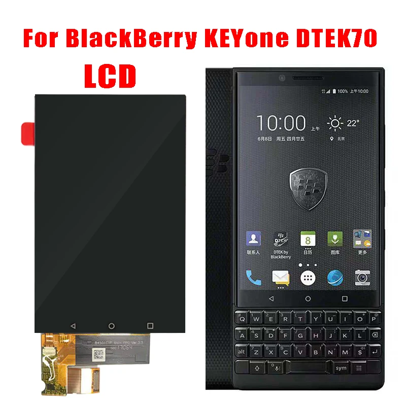 

New Tested Well For BlackBerry KEYone DTEK70 LCD Display Digitzer Assembly +Touch Screen 1620*1080 4.5inch Repair Panel Glass