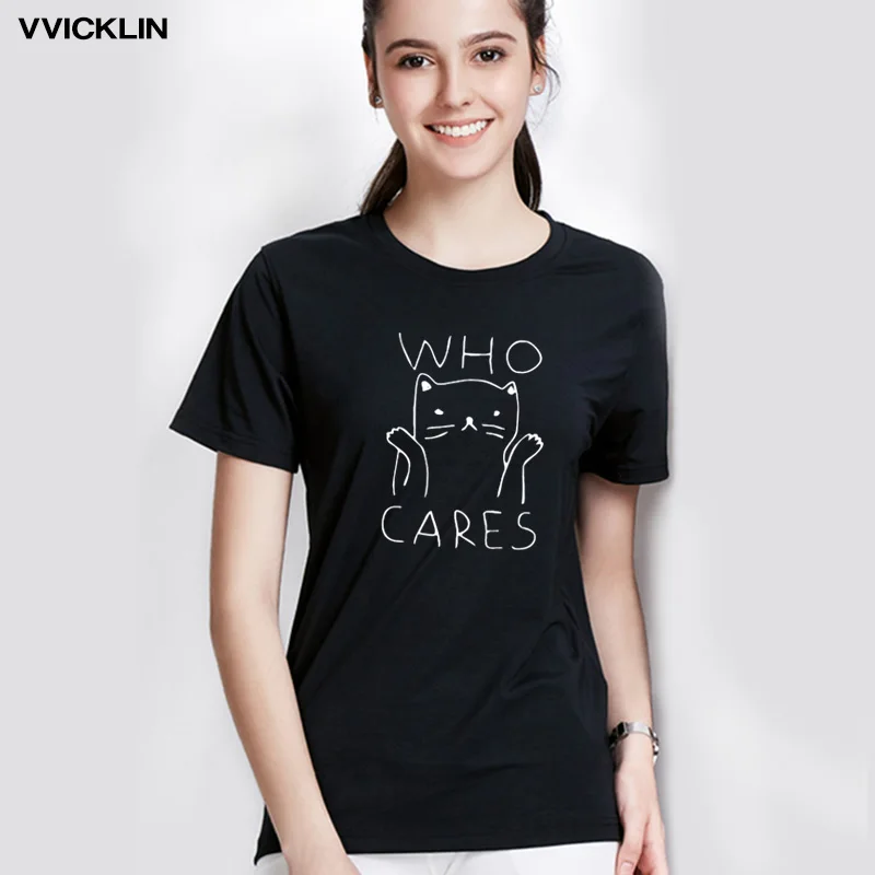 

Cat Graphic Women Funny T shirts 2021 Summer Vintage Tee Shirt Femme Kawaii Black White Tshirts Cotton Short Sleeve Tops