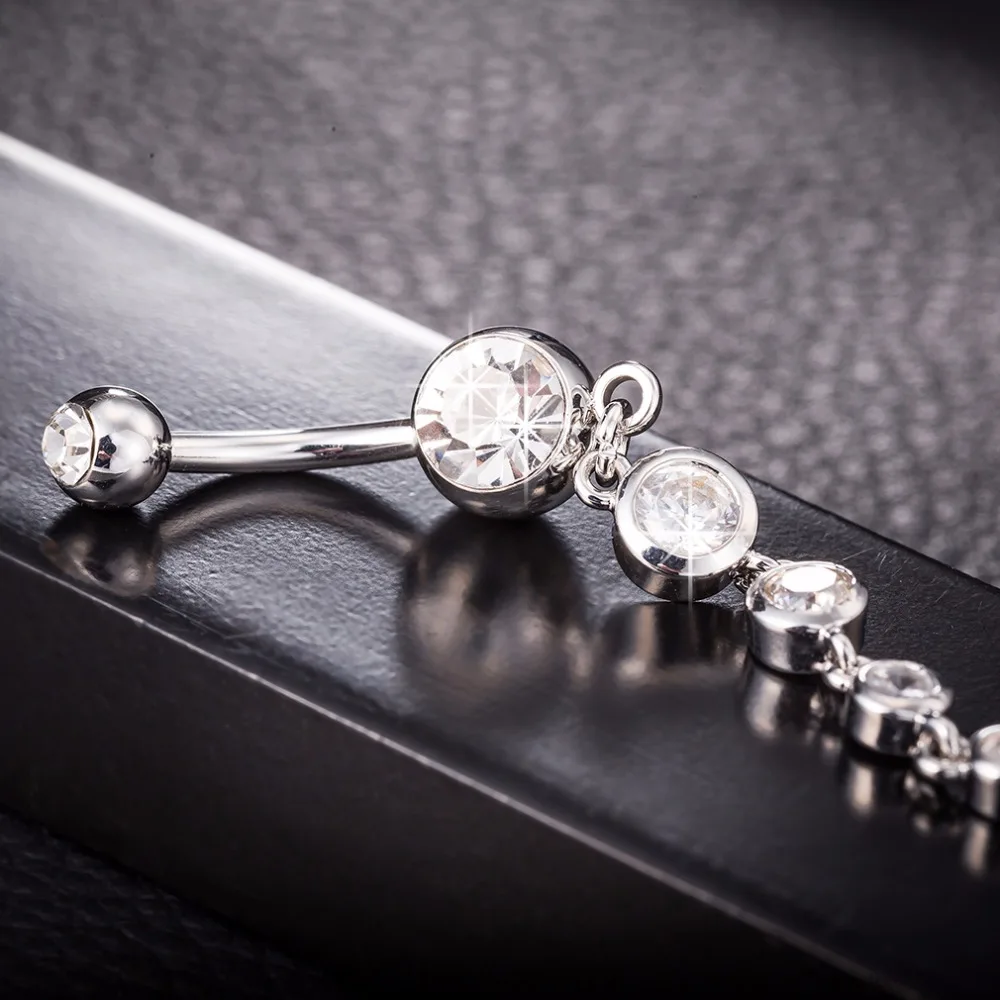 Новая мода женские длинные посеребренные пирсинг серьги для пупка кольца на