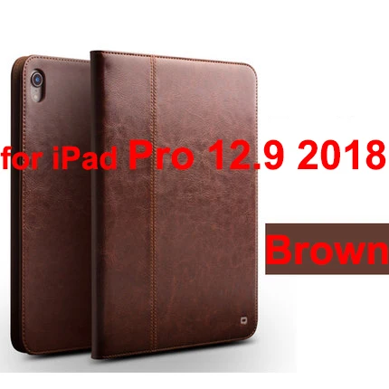 Qialino бренд для iPad Pro 11 для iPad Pro 12,9 из натуральной кожи умный чехол Чехол Поддержка прикрепить зарядку полный край защиты - Color: Brown 12.9