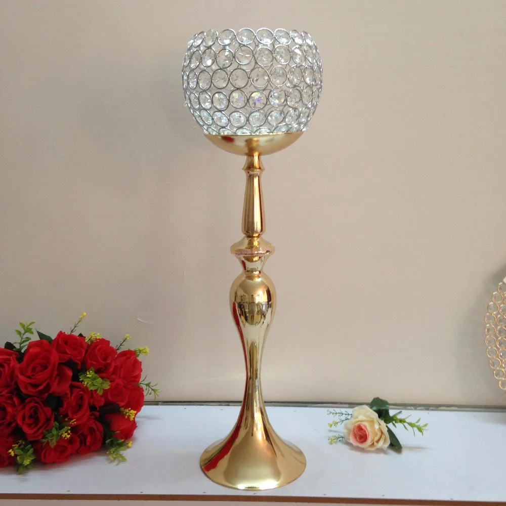 

66cm Tall cyrstal Table Centerpiece metal candle holder Wedding Decoration