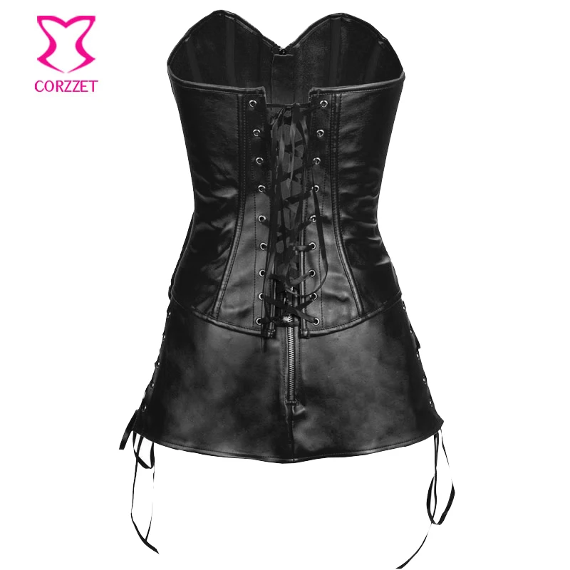 Корсет и юбка Corzzet в стиле стимпанк красный кожаный корсет на молнии с вырезами