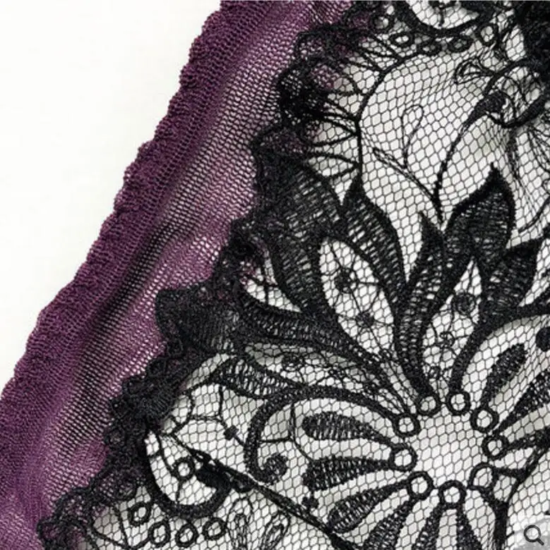 Bogeda Silk Underwear Women G-string V-string Women Hipster Lace Erotic Thong Purple Briefs Sexy Underwear Black Panties