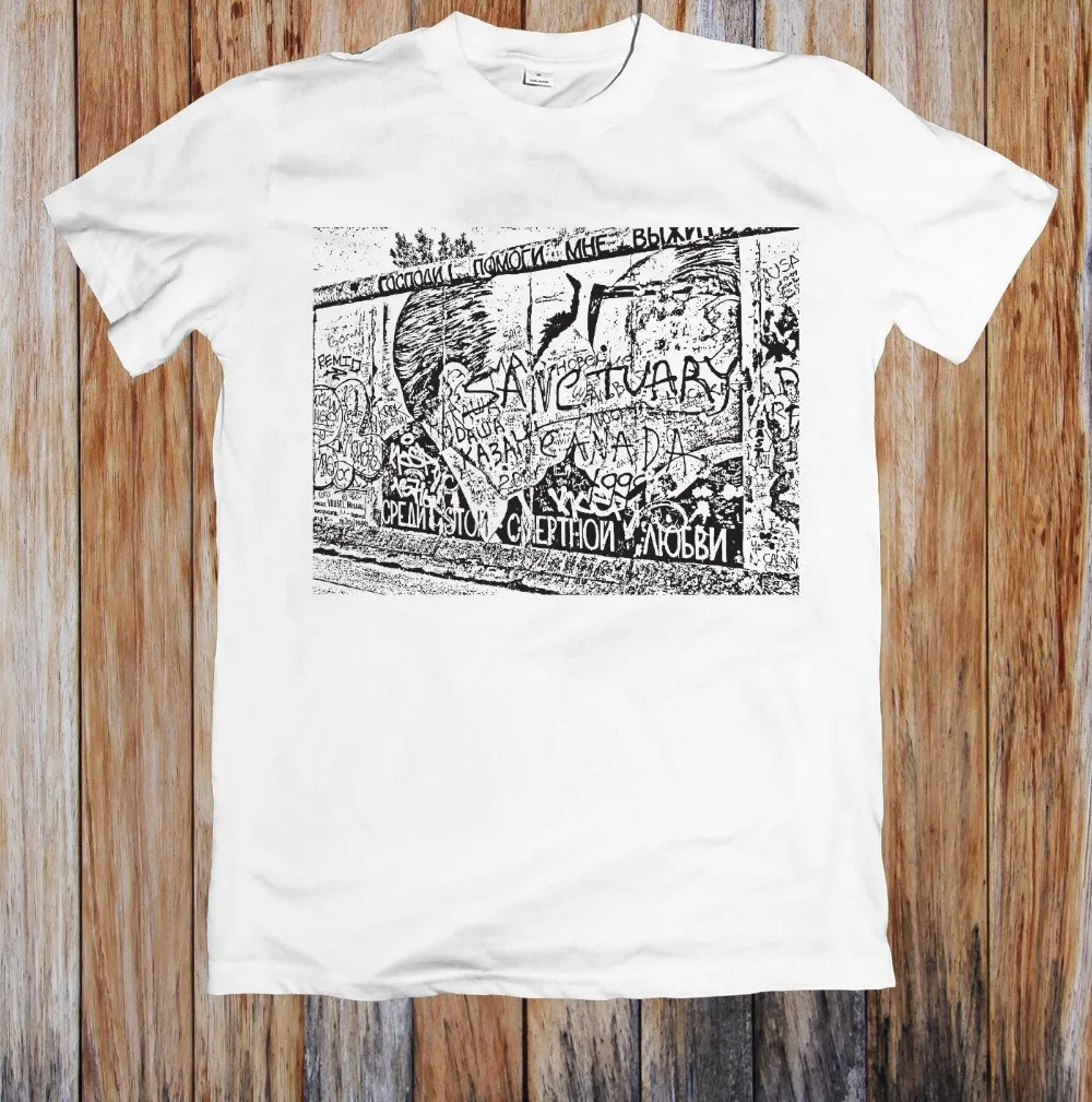 

T shirt Men 2019 New Casual Short-Sleeve Men Berlin Wall East Side Sanctuary Unisex T-Shirt Cotton T Shirts