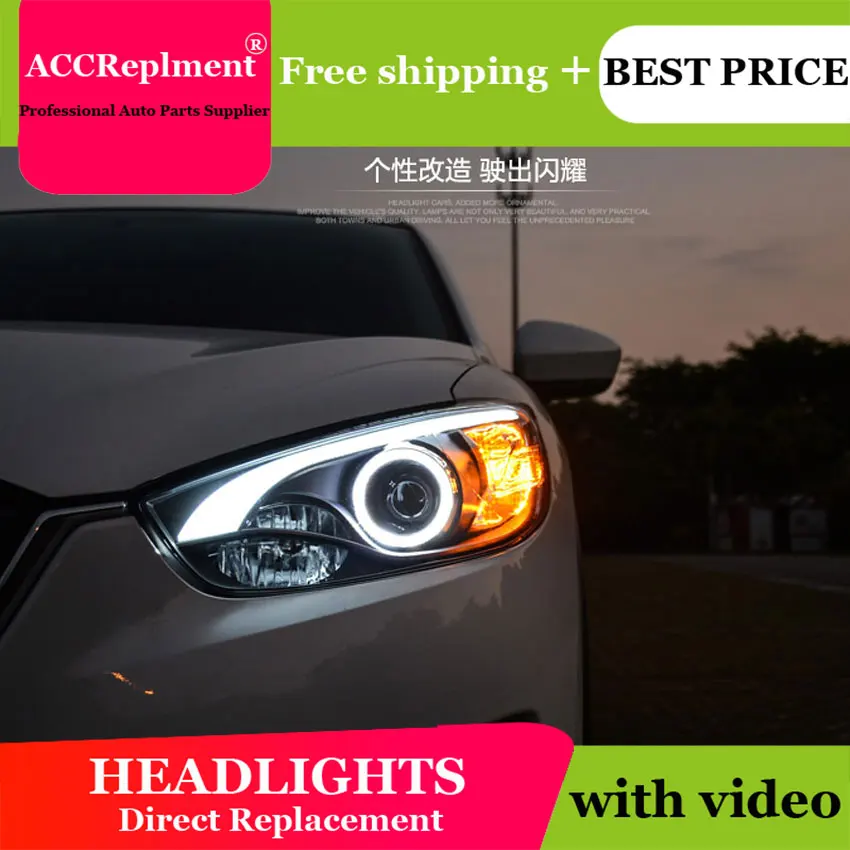 Стайлинг автомобиля для Mazda CX-5 фары ангельские глазки 13-15 LED light bar Q5 bi xenon lens Bulb