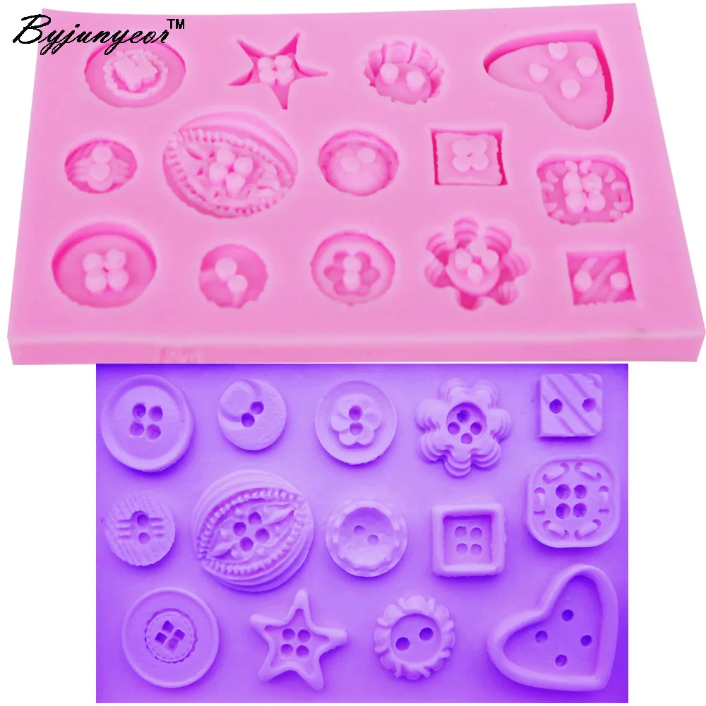 

Byjunyeor M162 Cake Border Button Mold Cake Silicone Fondant Decorating Sugar Baking Cupcake Epoxy UV Resin Chocolate Mould