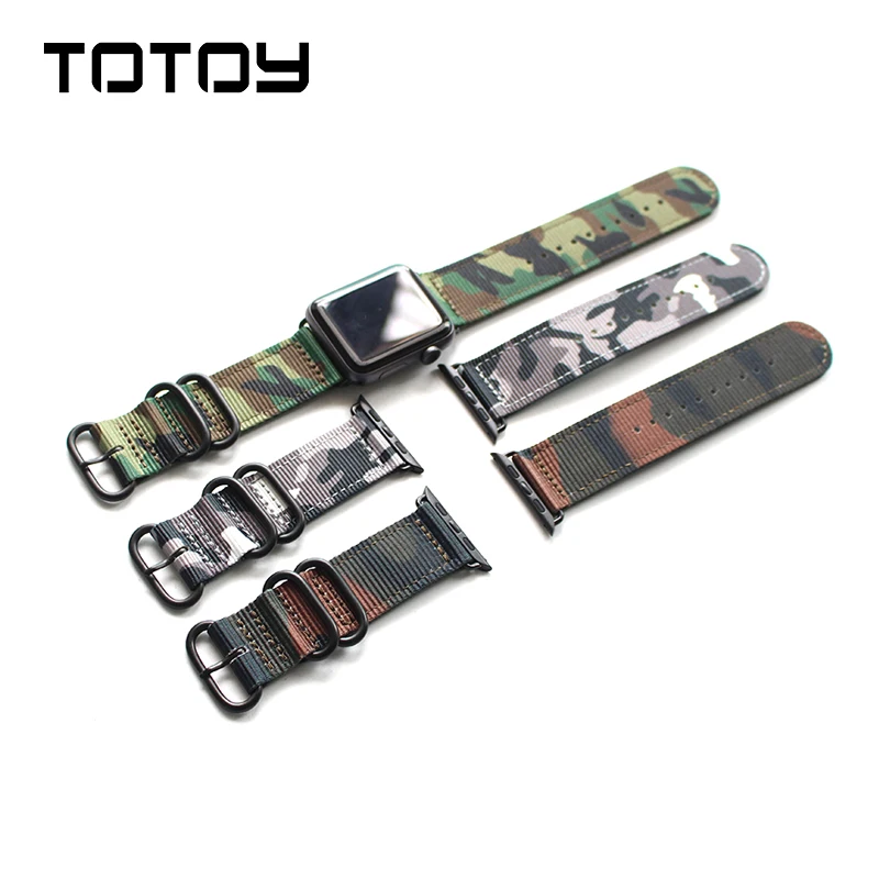 Ремешок для часов TOTOY Камуфляжный спортивный стиль, 38 мм 40 мм 42 мм 44 мм для Apple Watch ремешок, мужской нейлоновый ремешок для 42 мм Iwatch Watch Band
