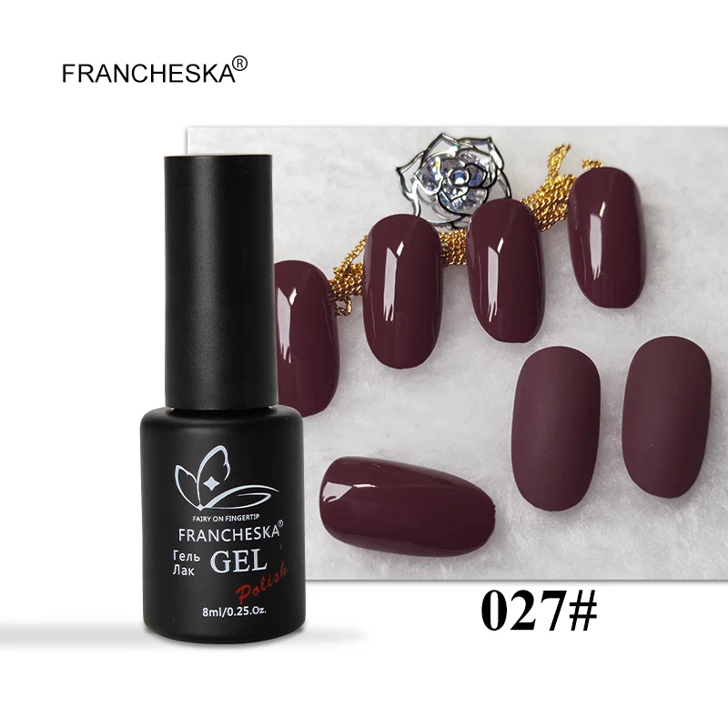 8ml Gel Polish 027 Francheska 15 мл грунтовка для ногтей основа гель для ногтей долговечный нет необходимости УФ светодиодный светильник Быстросохнущий на воздухе Гель-лак верхнее покрытие лак для ногтей - Цвет: 8ml Gel Polish 027