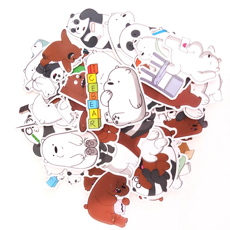 We Bare Bear 36 шт./партия мультфильм аниме мы голые наклейка с медведем игрушки милый медведь граффити наклейки водонепроницаемые стикерные игрушки для автомобиля скейтборд ноутбук - Цвет: We Bare Bear