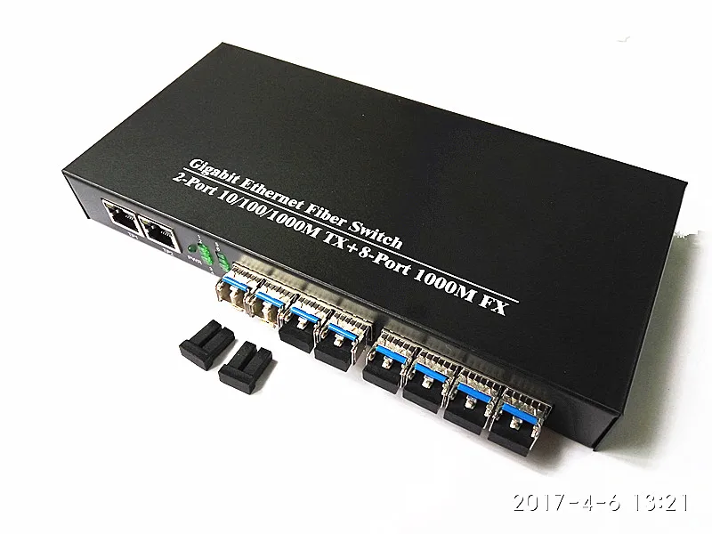 10 портовый гигабитный волоконный коммутатор с 2 портами RJ45 + 8 sfp сетевой 4 парой