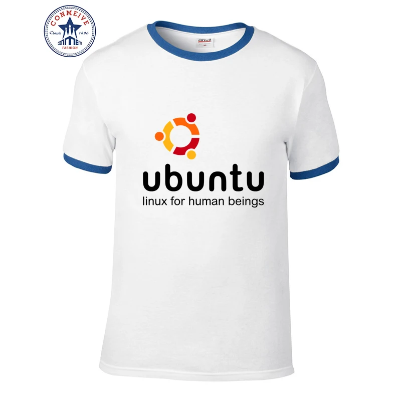 Мужская одежда, летняя стильная футболка с коротким рукавом, хип-хоп, Linux Ubuntu, забавная хлопковая Футболка с рисунком мотоцикла для мужчин - Цвет: as the picture