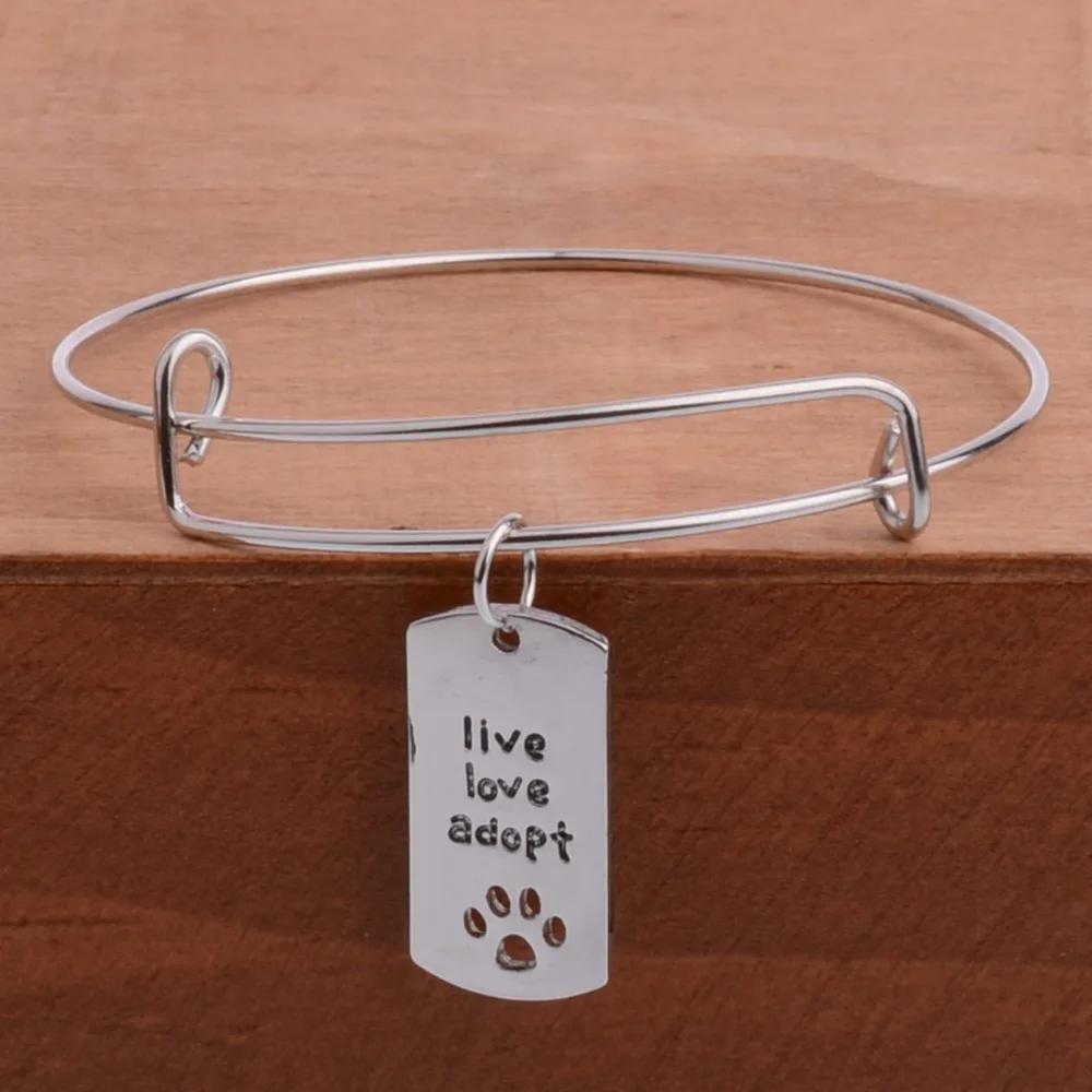 Live Love Adopt полые кошачьи лапы шармы в форме следа ноги браслет для женщин и мужчин