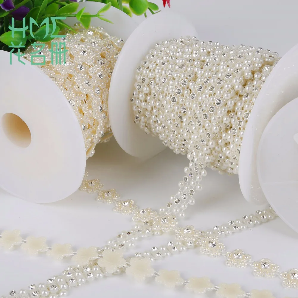 1 м ABS имитация жемчуга бусины цепи отделка с кристаллами и стразами для DIY Свадебная вечеринка украшения Ремесло интимные аксессуары