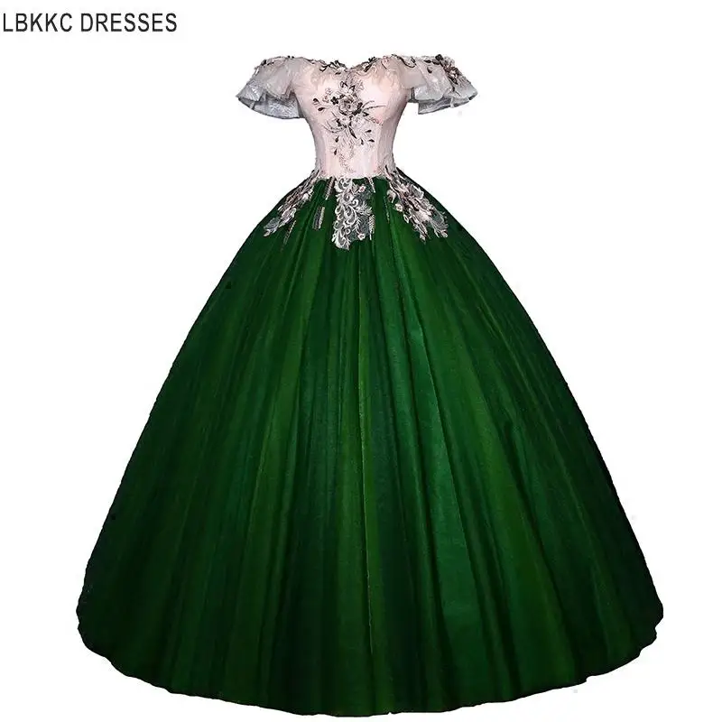 С плеча зеленый с розовыми тюлевые платья для выпускного вечера 2019 бальное