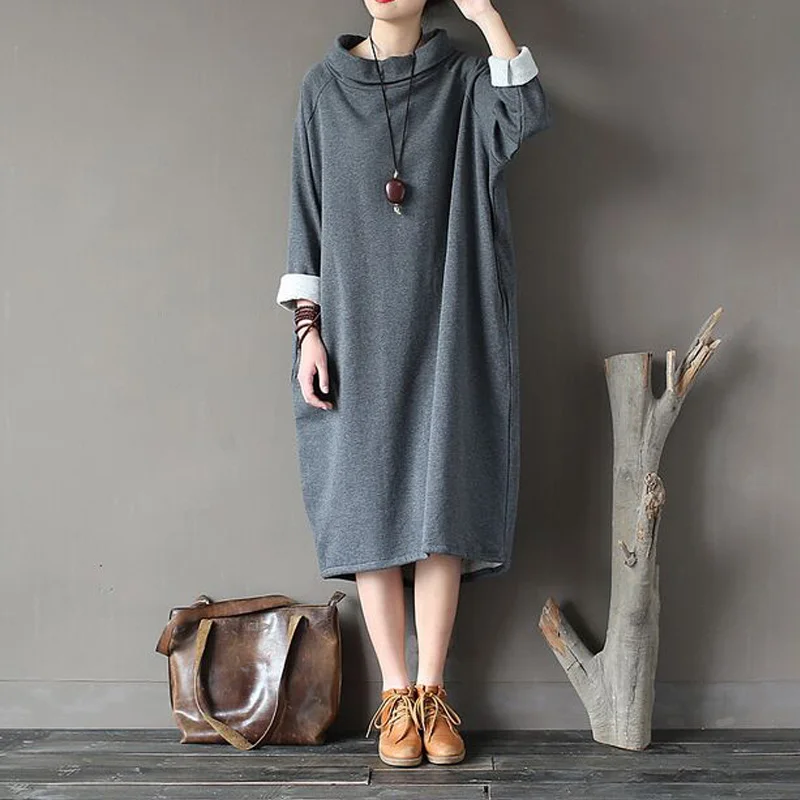 Женское платье новинка 2017 модное весенне осеннее свободное Повседневное макси с