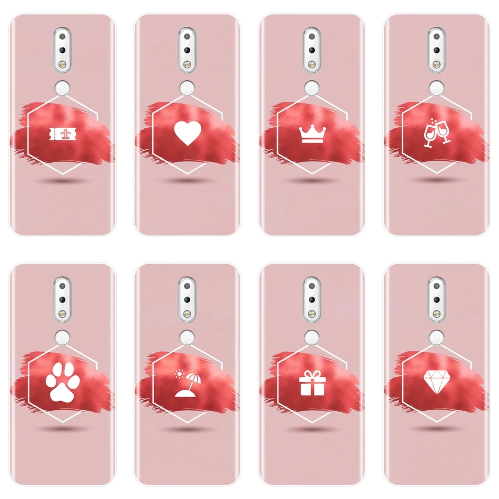 Задняя крышка с розовым сердцем самолетом королевой для Nokia 2 1 3 5 6 7 мягкий