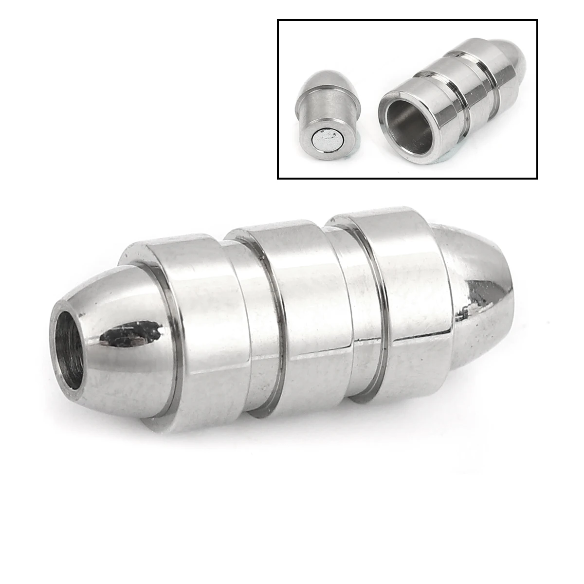 

DoreenBeads 304 Stainless Steel Magnetic Clasps Silver Color Concave Convex Striped Bullet-Shaped DIY Jewelry Findings, 1 Piece