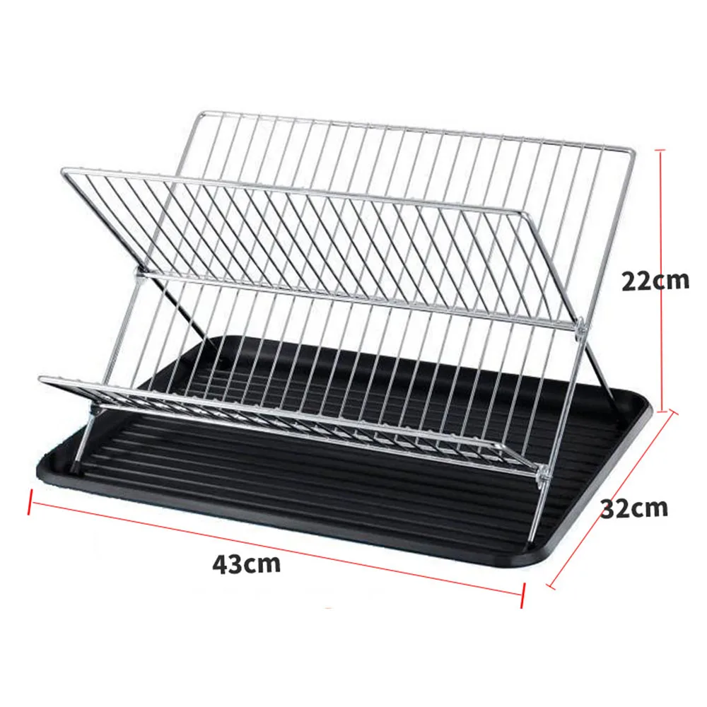 Двухуровневая Складная стойка для посуды из нержавеющей стали кухонная чашка