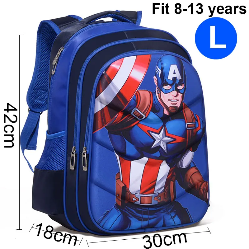Blue L Captain A 3D Капитан Америка Железный человек мальчик девочка дети детский сад школьная сумка Подростковая Дети Студенческие рюкзаки - Цвет: Blue L Captain A