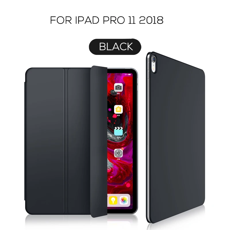Умный чехол-книжка для iPad Pro 11, тонкий официальный 1:1, Магнитный чехол с задней крышкой, чехол для нового iPad Pro 11, черный чехол
