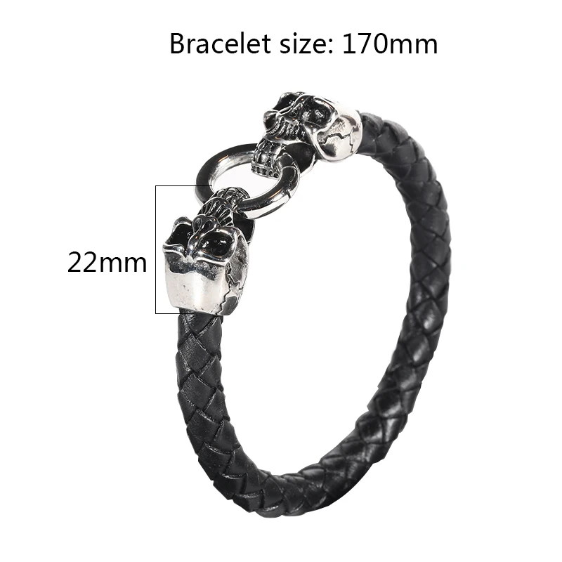 Браслеты mcllroy Кожаный Плетеный титан сталь двойной скелет Винтаж Стиль человек