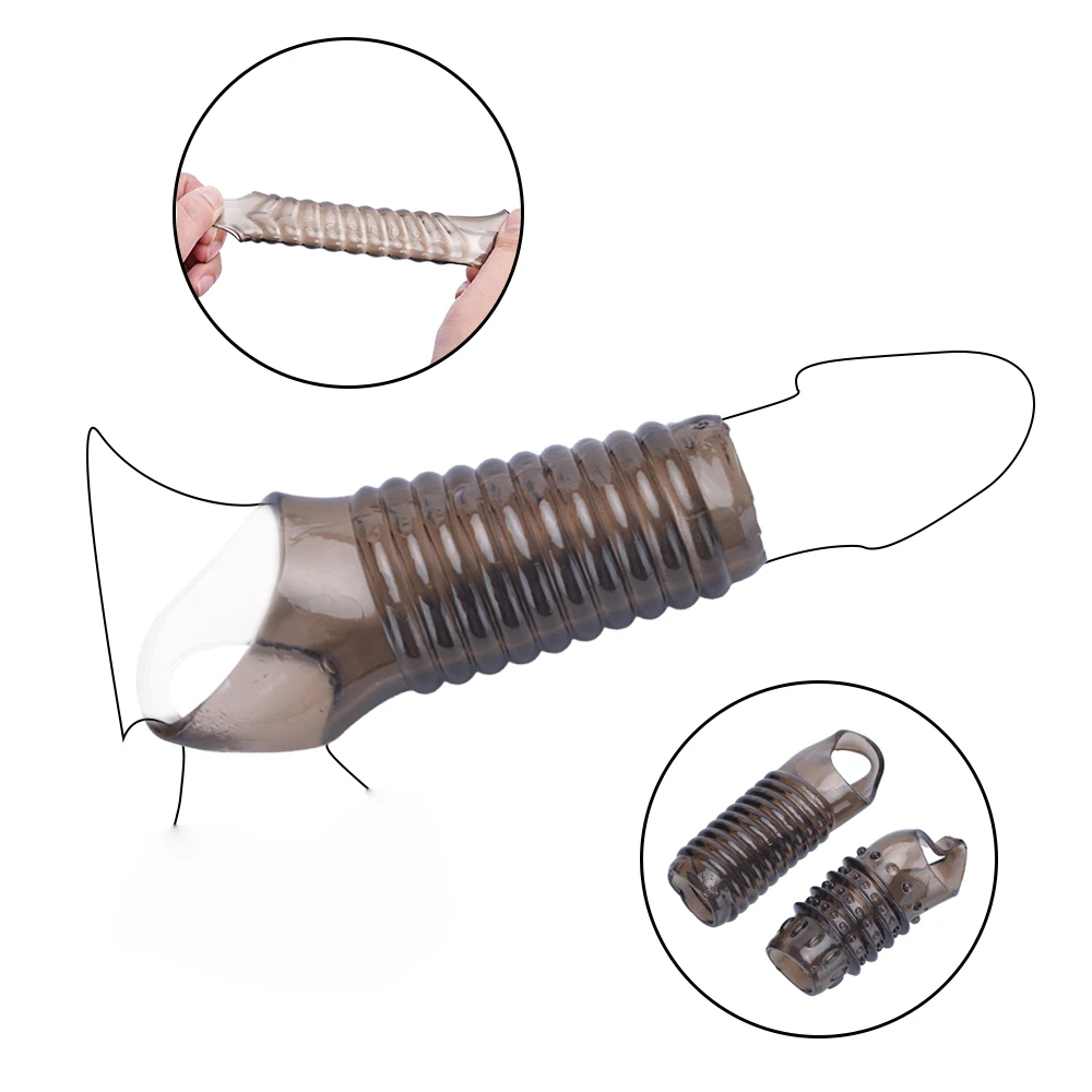 Cock Penis Sleeve Reusable Silicone Enlarger Extender Adult Sex Toys For Men Time Delay Training | Красота и здоровье
