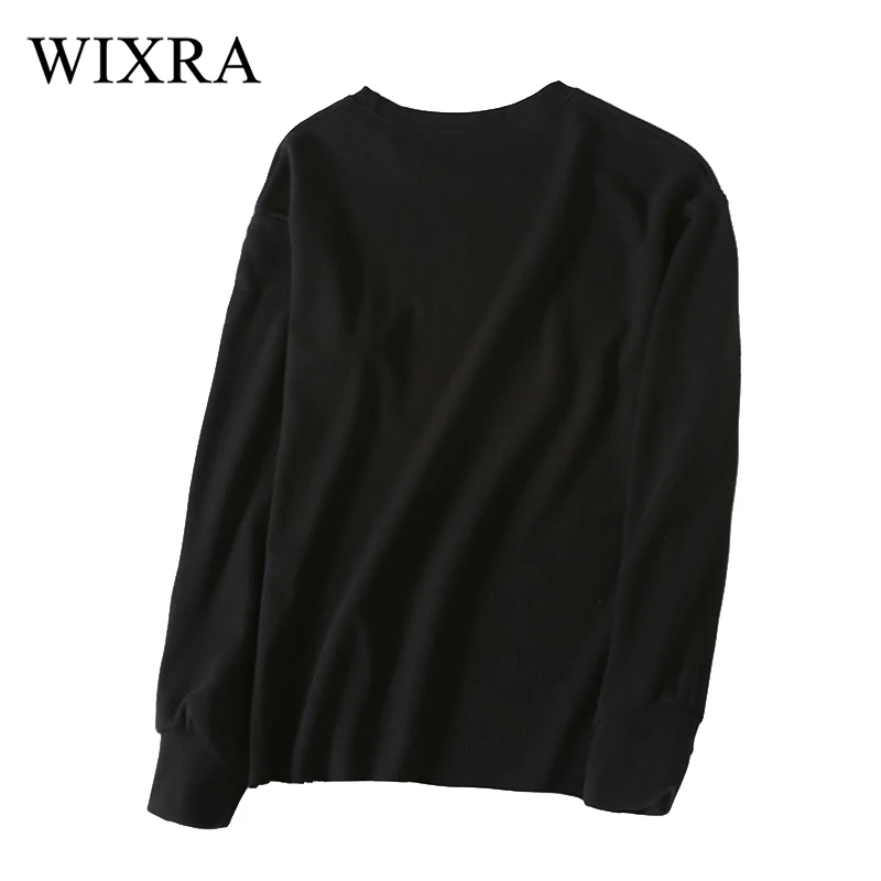 Wixra одноцветное повседневные толстовки Harajuku круглым вырезом потеет женская