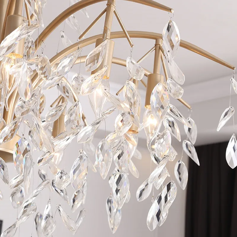 Винтаж железа хрустальная люстра Золотой Кристалл светодиодный светильник