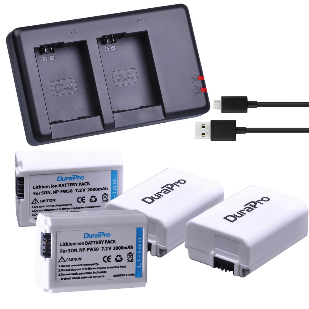 Комплект из 4 предметов NP-FW50 NP FW50 FW50 Li-Ion Батарея+ USB Зарядное устройство для sony A6000 NEX-7 NEX-5N NEX-F3 NEX-3D NEX-3DW NEX-3K NEX-5C Альфа 7R II