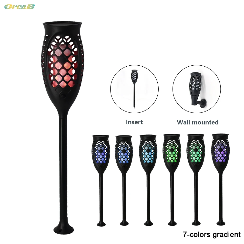 

96 Led 7 Light Colors Rgb Ip65 Led Solar Flame Light Outdoor Flickering Flame Lamp Solar Torch Outdoor Pathway Lighting