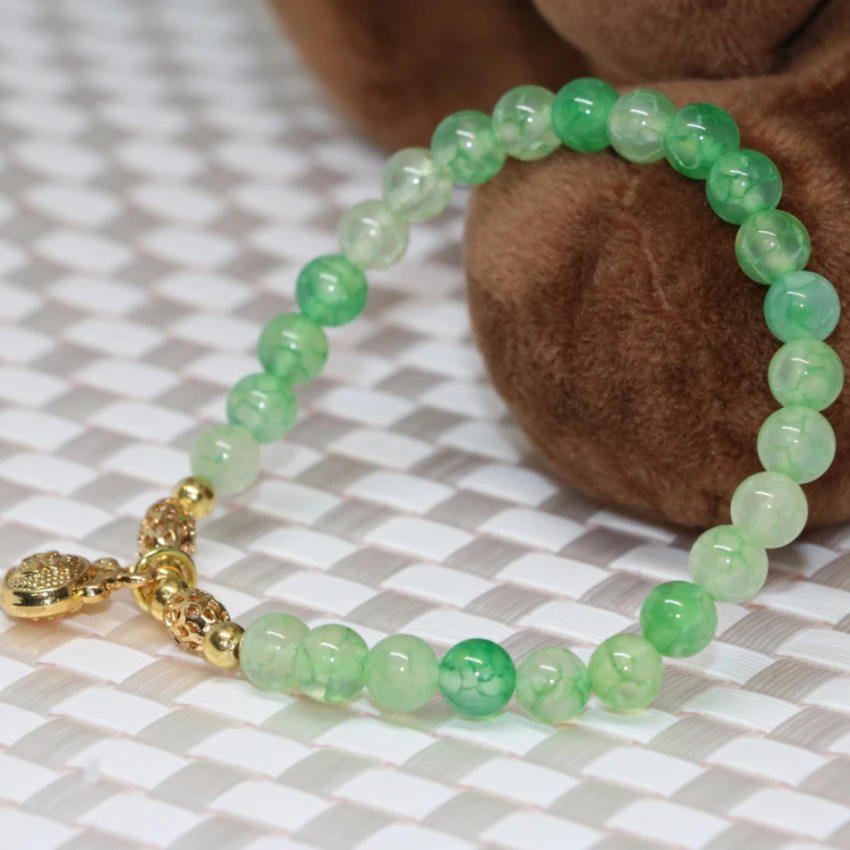 Подарок на день рождения для девочек 6 мм яблоко зеленый натуральный камень