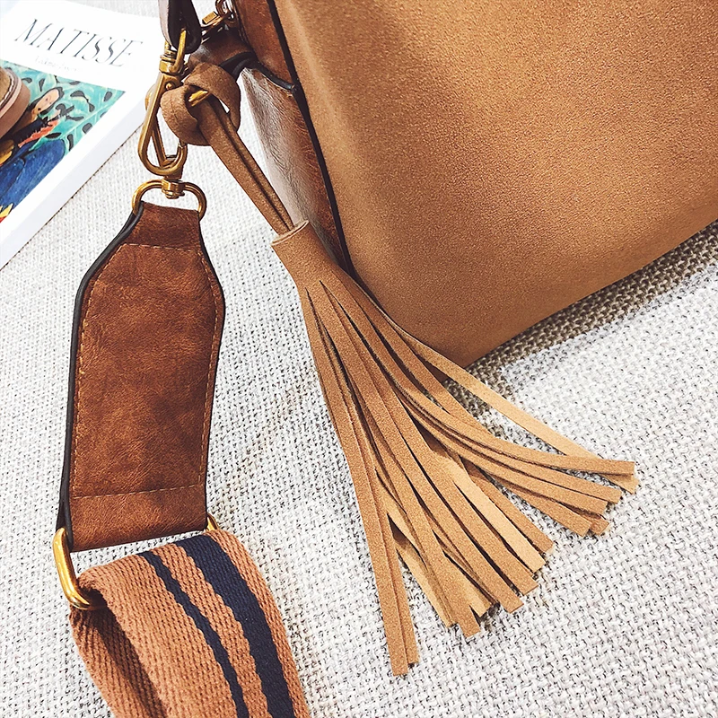 Женская сумка мессенджер винтажная с широким ремешком 2019|messenger crossbody bag|crossbody bagtassel