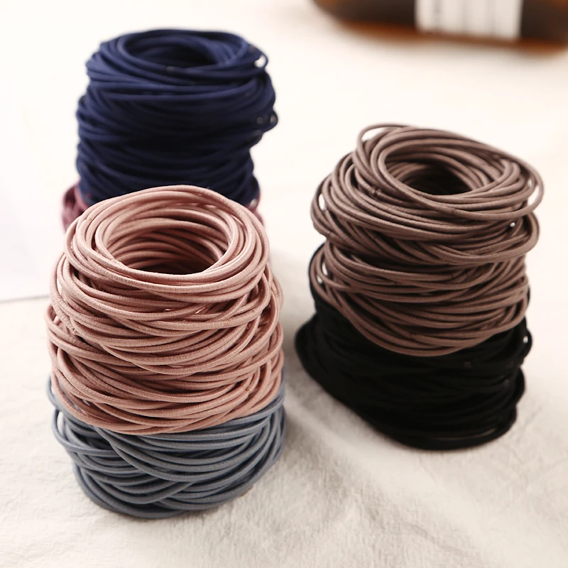 Тонкие эластичные резинки для волос 100 шт./лот размер 5 см толщиной 2 мм базовые