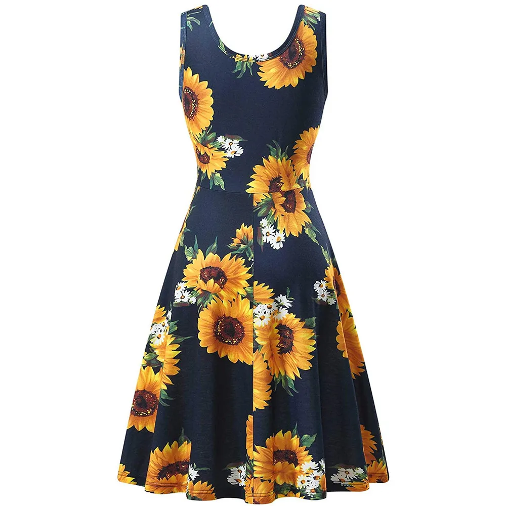 Женские повседневные платья SAGACE с цветочным принтом платье без рукавов высокой