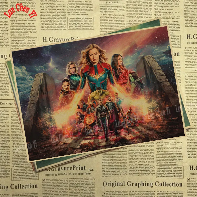 Marvel Фильм Мстители: эндшпиль крафт-бумага плакат художественный напечатанный номер живопись наклейки на стену