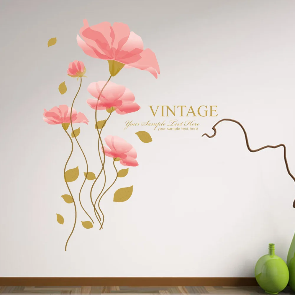 

Bedroom Background Flower Pink Romantic Wall Stickers Home Decor Home Decoration