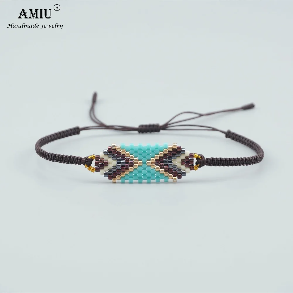 AMIU, ручная работа, MIYUKI, браслеты из бисера, популярные Геометрические, счастливые, ручная работа, очаровательные, Delica, браслеты из бисера и браслеты для женщин и мужчин