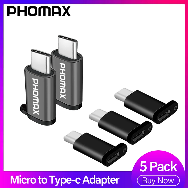 PHOMAX Micro USB To TypeC Adapter 5Pack Android Connector Type C For Samsung S9 Huawei Xiaomi Keychain Adaptors | Мобильные телефоны
